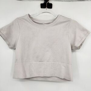 Offline By Aerie Seamless Crop Top Tee Womens Size Medium White Short Sleeve